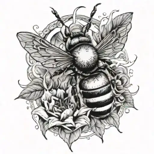 Bee With Fire Flames Symbolizing