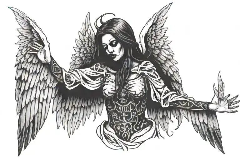 Female Angel Of Death With Wings Spread Wide