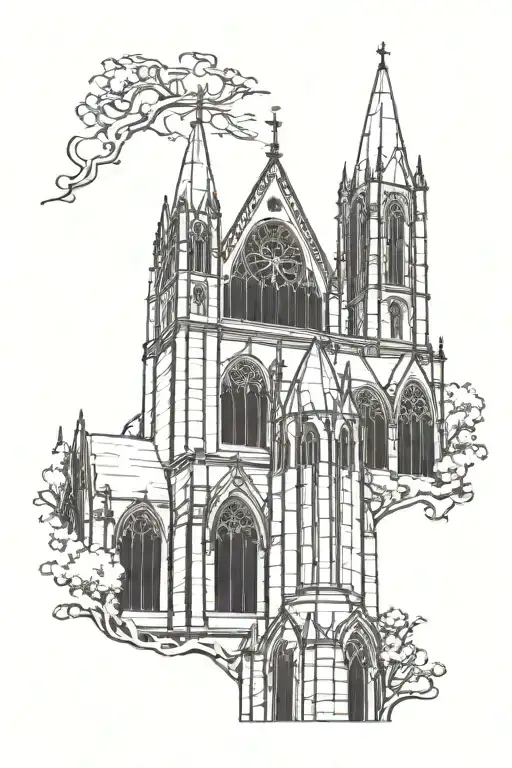 Gothic Church Towers With Background Filler