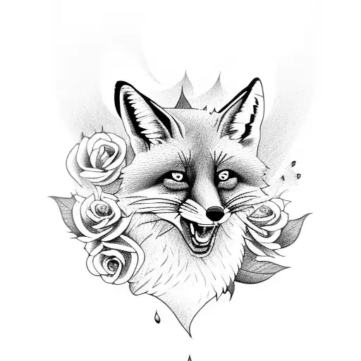 Angry Male Fox With Roses
