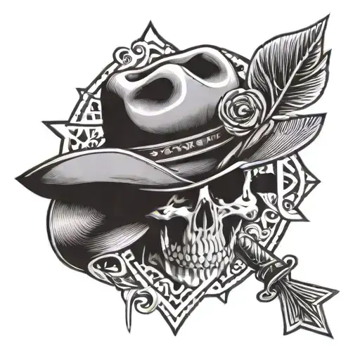 Skull Arrow And Cowboy Hat