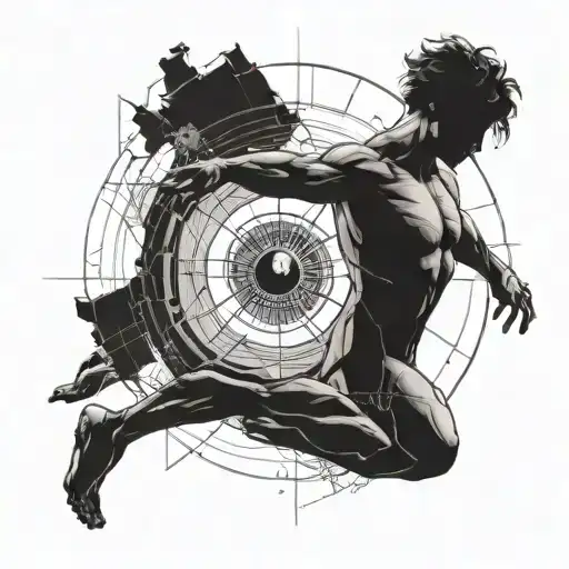 Atlas Holding An Interstellar Style Black Hole In Golden Ratio