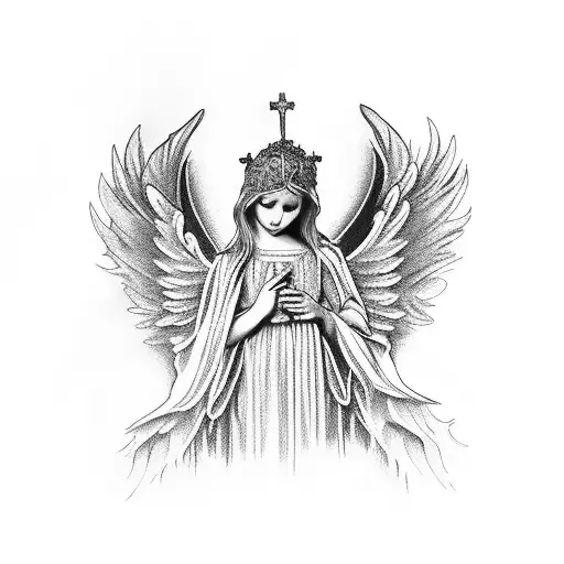 Gothic Cathedral Scene With Cherub Angels