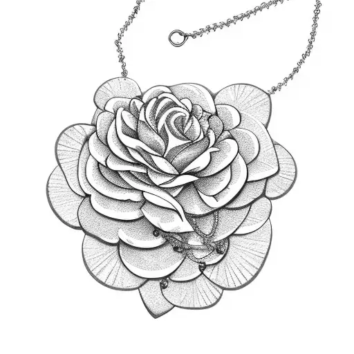 A Detailed Necklace Made Of Peonies And Roses Intertwined With Chains