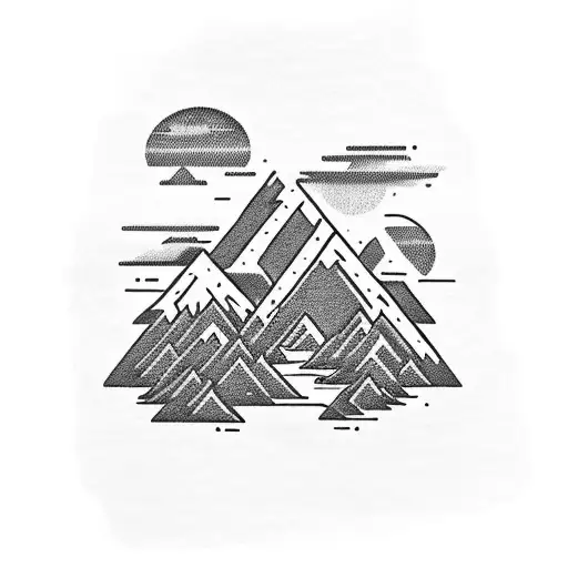 A Punk Rock Inspired Mountain Landscape With A Chemist's Flask Integrated Into The Design