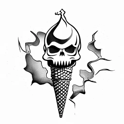 Ice Cream Cone With A Poison Skull Instead Of Ice Cream