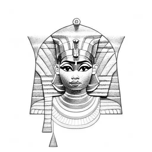 Egyptian Female Pharaoh And Pyramids