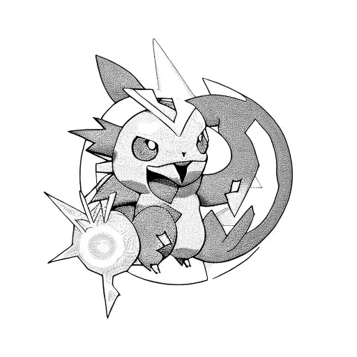 Incorporate The Client's Favorite Pokemon Into A Cosmic-themed Dotwork Tattoo Design