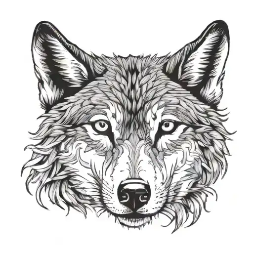 Wolf Head With Completely White Eyes