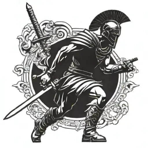 Roman Legionnaire With A Sword Raised Up