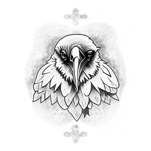 A Raven Drawn With Scandinavian Runes