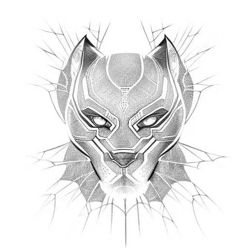 A Black Panther With Intricate Spiderweb Patterns Surrounding It