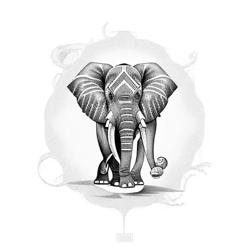 Walking Elephant Surrounded By Rosas