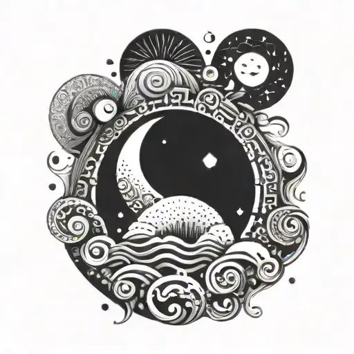 Moon With Abstract Patterns