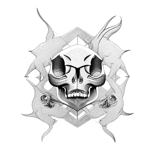 Fish With Moari And Skull