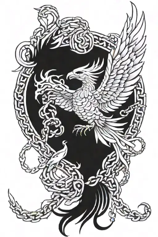 Phoenix Bird Breaking Chain Wrapped
