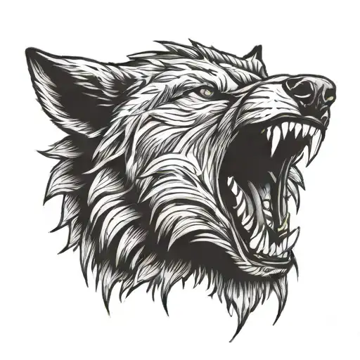 Wolf Head With Teeth Out