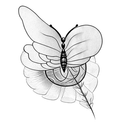 Butterfly Wing With A Symmetrically Flowers On The Otherside