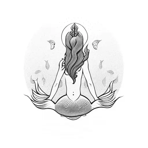 A Serene Mermaid Gracefully Meditating Underwater