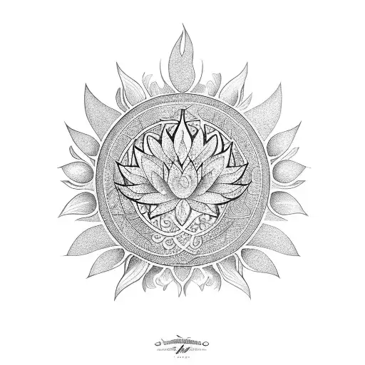 Phoenix Bird Lotus Flower Sun Moon Mushroom