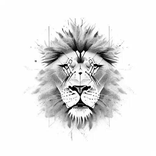 Angry Lion Brush Stroke Style