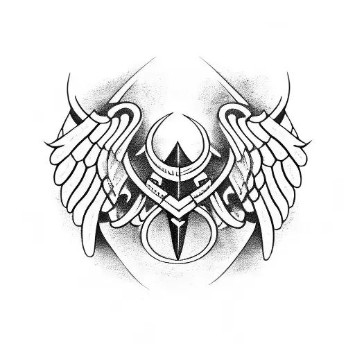 Viking Arch Angle With Wings Holding A Sword