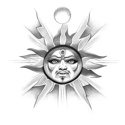 The God Ra With Sun Above Him Tatto