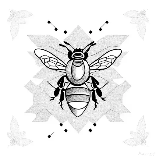 Bee Geometric With Forget Me Not Flowers