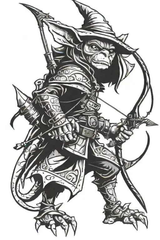 Goblin Ranger With Bow And Arrow And Sword