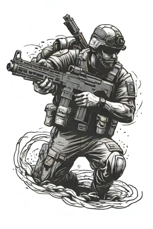 Special Forces Soldier Holding A Gun