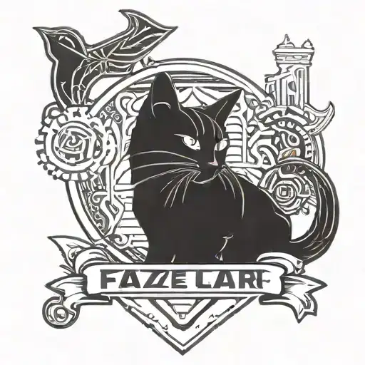 Faze Clan Logo And Inside The Logo A Black Cat Sitting And A Gt3 Rs Shilloete