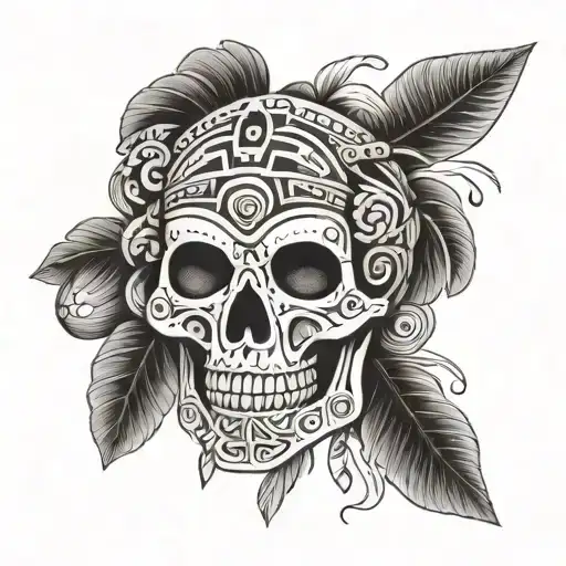Aztec Skull Full Back Tattoo Design