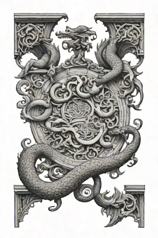 Greek Atlas With A Dragon Intertwined