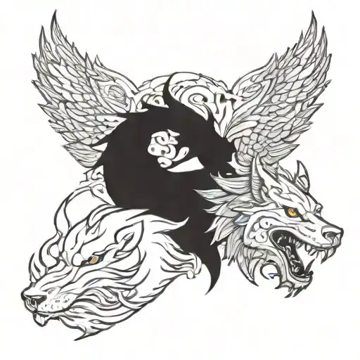 White Wolf And Black Dragon Wrapped