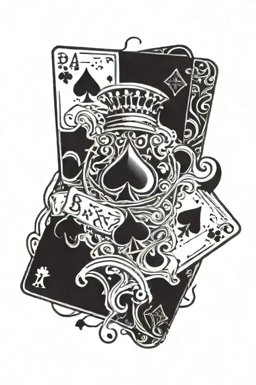 Incorporate A Royal Flush Of Poker Cards Into A Unique And Abstract Design