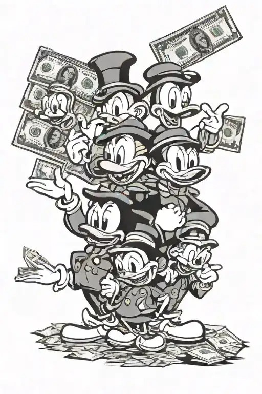 Scrooge Mcduck And Beagle Boys With Money