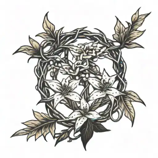 Crown Of Thorns Branch With Olive Branch