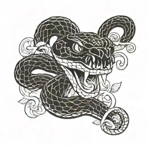 Snake With Open Mouth And Money-shaped Eyes Looking