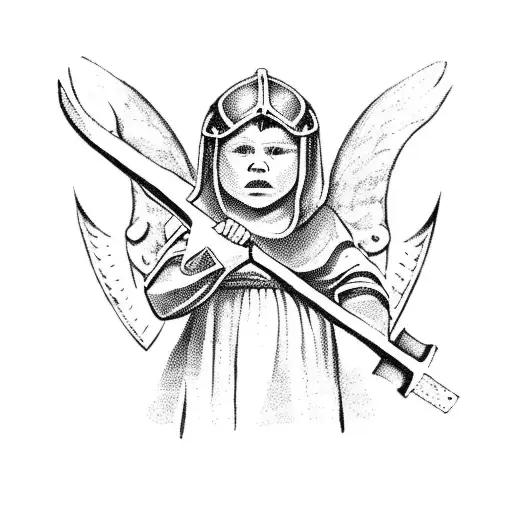 Viking Arch Angel Holding An Ax With A Hood On
