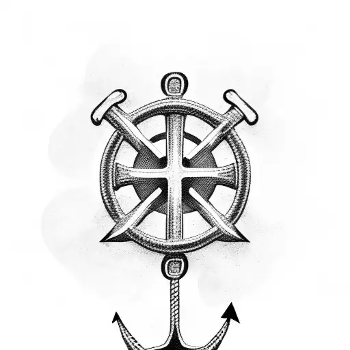 Christian Cross Leaning On Anchor