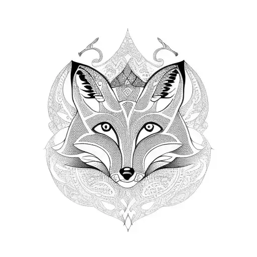 A Fox Surrounded By Intricate Patterns Representing Freedom And Femininity