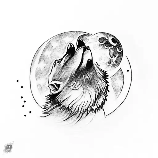 A Wolf Howling At The Moon With A Galaxy Background