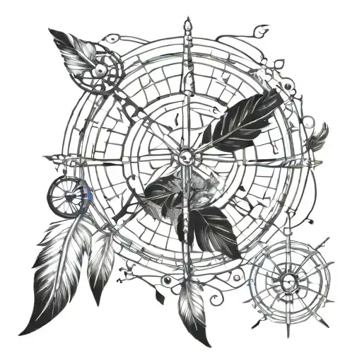 Dream Catcher Compass Anchor Arrow Feather