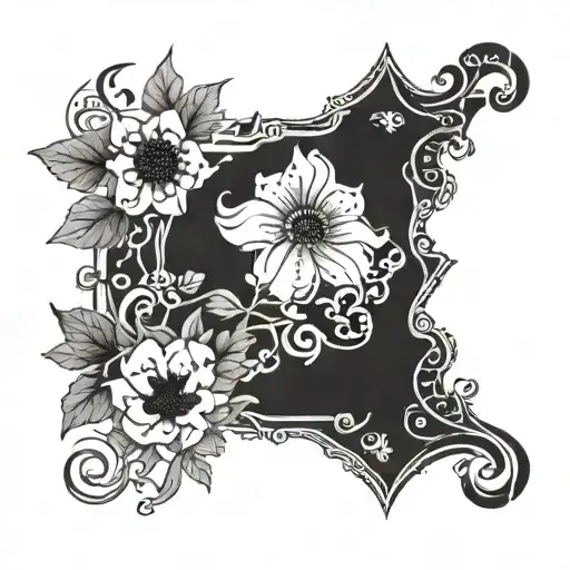 A Tattoo Design Combining The Bts Logo With Elements From Disney Characters In A Blackwork Style