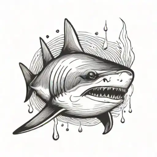 Sad Shark Swimming In Teardrops