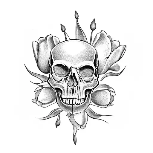 Skull With Tulip