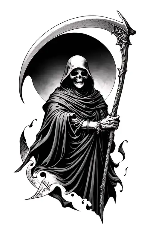Forearm Mad Grim Reaper Holding Scythe