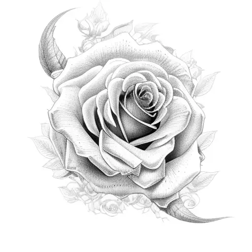 Rose With Lilac And Lavender And Deathmoth