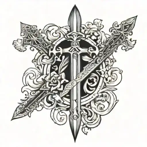 Straight Sword With Fleur-de-lis In The Background