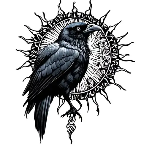 Sun Blackwork Nordic Raven